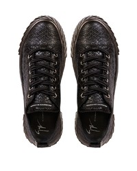 schwarze Leder niedrige Sneakers von Giuseppe Zanotti