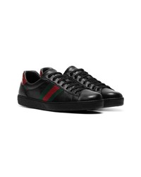 schwarze Leder niedrige Sneakers von Gucci