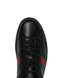 schwarze Leder niedrige Sneakers von Gucci