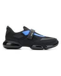 schwarze Leder niedrige Sneakers von Prada