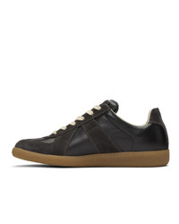 schwarze Leder niedrige Sneakers von Maison Margiela