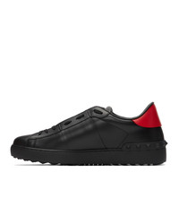 schwarze Leder niedrige Sneakers von Valentino