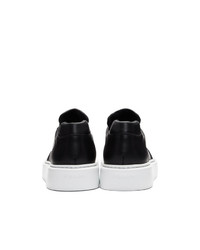 schwarze Leder niedrige Sneakers von Prada