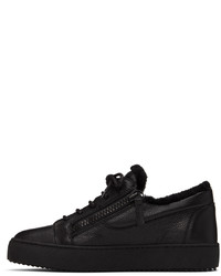 schwarze Leder niedrige Sneakers von Giuseppe Zanotti