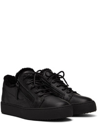 schwarze Leder niedrige Sneakers von Giuseppe Zanotti