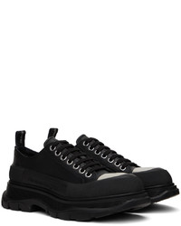 schwarze Leder niedrige Sneakers von Alexander McQueen