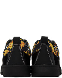 schwarze Leder niedrige Sneakers von VERSACE JEANS COUTURE