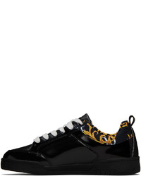 schwarze Leder niedrige Sneakers von VERSACE JEANS COUTURE