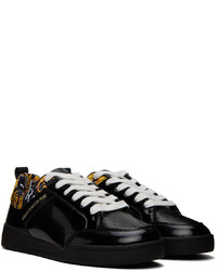 schwarze Leder niedrige Sneakers von VERSACE JEANS COUTURE