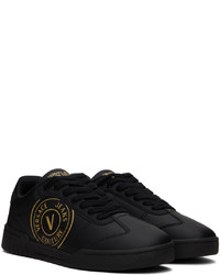 schwarze Leder niedrige Sneakers von VERSACE JEANS COUTURE