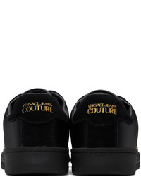 schwarze Leder niedrige Sneakers von VERSACE JEANS COUTURE