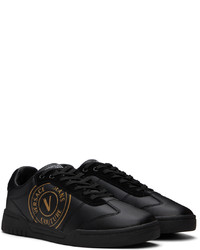 schwarze Leder niedrige Sneakers von VERSACE JEANS COUTURE