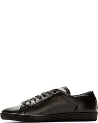 schwarze Leder niedrige Sneakers von Saint Laurent