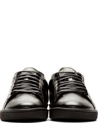 schwarze Leder niedrige Sneakers von Saint Laurent