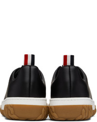 schwarze Leder niedrige Sneakers von Thom Browne