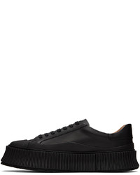 schwarze Leder niedrige Sneakers von Jil Sander