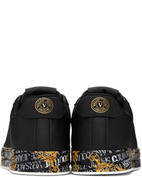 schwarze Leder niedrige Sneakers von VERSACE JEANS COUTURE