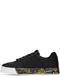 schwarze Leder niedrige Sneakers von VERSACE JEANS COUTURE