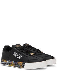 schwarze Leder niedrige Sneakers von VERSACE JEANS COUTURE