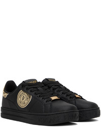 schwarze Leder niedrige Sneakers von VERSACE JEANS COUTURE