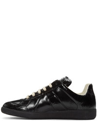 schwarze Leder niedrige Sneakers von Maison Margiela