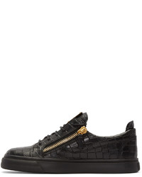 schwarze Leder niedrige Sneakers von Giuseppe Zanotti