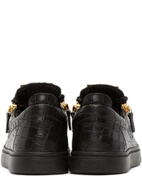 schwarze Leder niedrige Sneakers von Giuseppe Zanotti