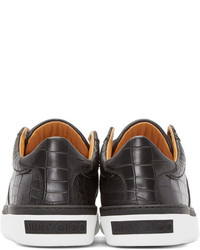 schwarze Leder niedrige Sneakers von Jimmy Choo