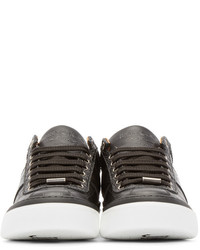 schwarze Leder niedrige Sneakers von Jimmy Choo