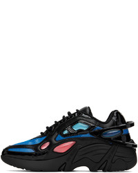 schwarze Leder niedrige Sneakers von Raf Simons