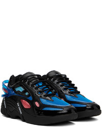 schwarze Leder niedrige Sneakers von Raf Simons