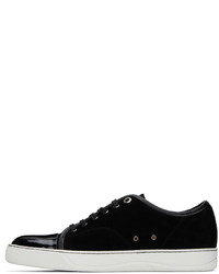 schwarze Leder niedrige Sneakers von Lanvin