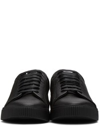 schwarze Leder niedrige Sneakers von Hugo