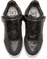 schwarze Leder niedrige Sneakers von Giuliano Fujiwara