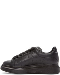 schwarze Leder niedrige Sneakers von Alexander McQueen