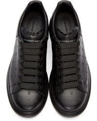 schwarze Leder niedrige Sneakers von Alexander McQueen