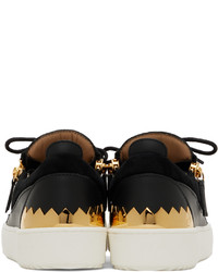 schwarze Leder niedrige Sneakers von Giuseppe Zanotti