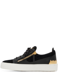 schwarze Leder niedrige Sneakers von Giuseppe Zanotti