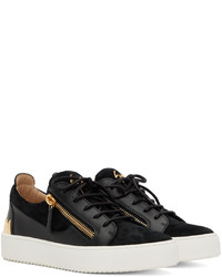 schwarze Leder niedrige Sneakers von Giuseppe Zanotti