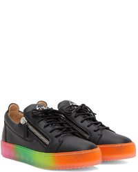 schwarze Leder niedrige Sneakers von Giuseppe Zanotti