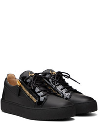 schwarze Leder niedrige Sneakers von Giuseppe Zanotti