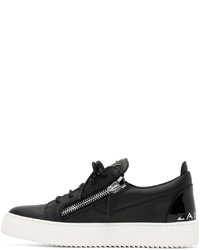 schwarze Leder niedrige Sneakers von Giuseppe Zanotti