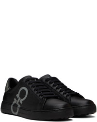 schwarze Leder niedrige Sneakers von Ferragamo