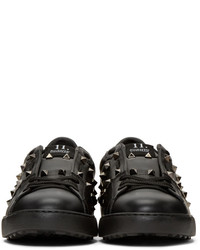 schwarze Leder niedrige Sneakers von Valentino