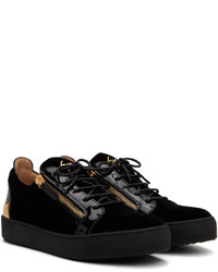 schwarze Leder niedrige Sneakers von Giuseppe Zanotti