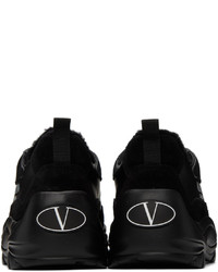 schwarze Leder niedrige Sneakers von Valentino Garavani