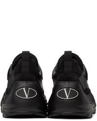 schwarze Leder niedrige Sneakers von Valentino Garavani