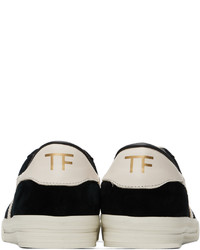 schwarze Leder niedrige Sneakers von Tom Ford