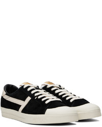 schwarze Leder niedrige Sneakers von Tom Ford