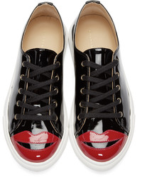 schwarze Leder niedrige Sneakers von Charlotte Olympia